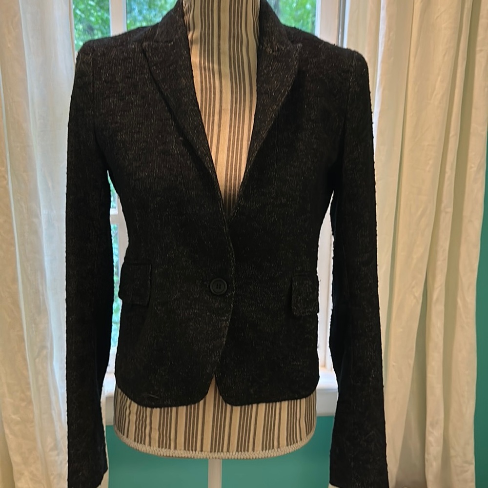 Theory black tweed suit